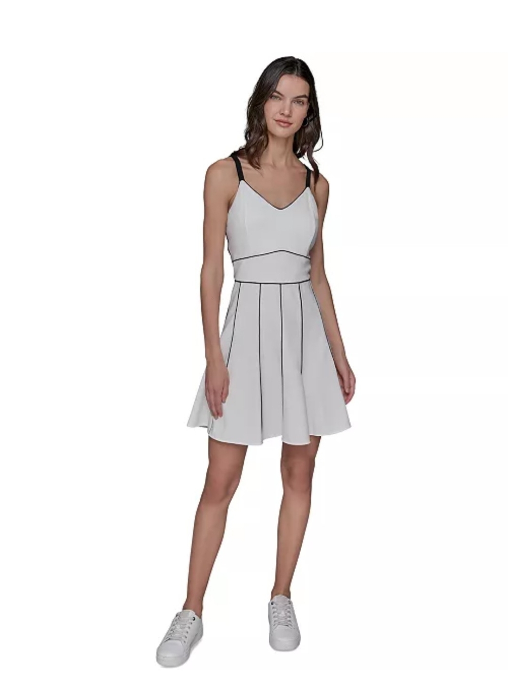 Karl Lagerfeld_ Tipped Tennis Dress White with Black Trim